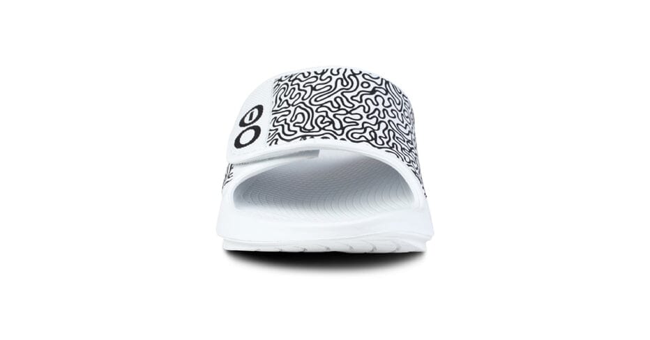 OOFOS Unisex OOahh Sport Flex Limited Slide Sandal - White Labyrinth - Image 3