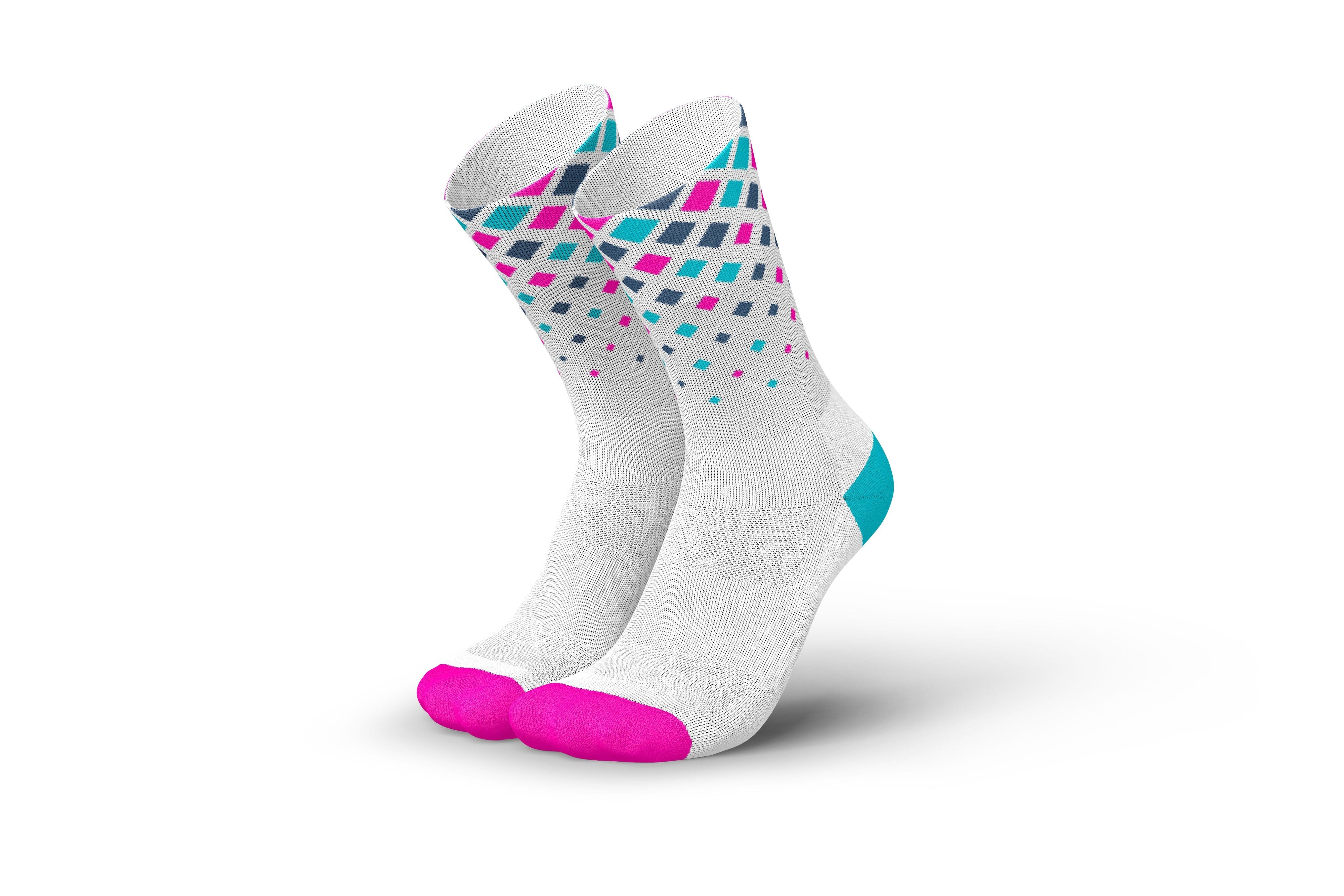 Incylence Running Crystals White Pink Cyan Socks
