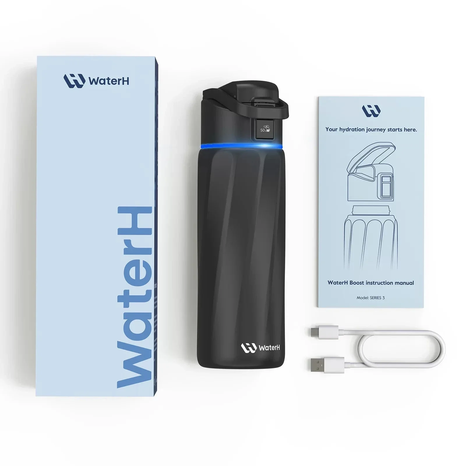 WaterH Boost Smart Water Bottle: 24 oz Hydration Tracker with APP & Insulation - Image 45